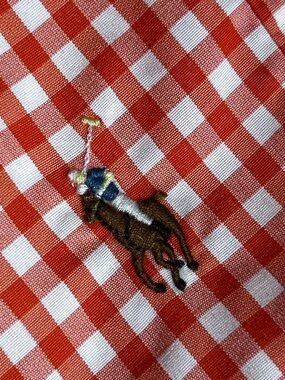 Ralph Lauren Orange & White Gingham Button-Down Shirt